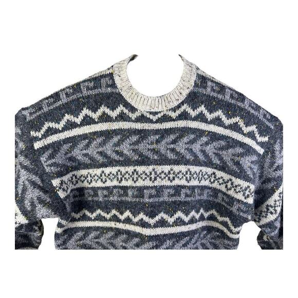 VINTAGE Peter England Wool Sweater Adult XL Thick Cable Knit Crew Neck Fisherman - Picture 2 of 11